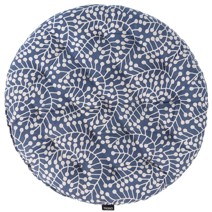 Подушка на стул круглая темно-синего цвета Scandinavian touch, размер 40 см - Фото 1