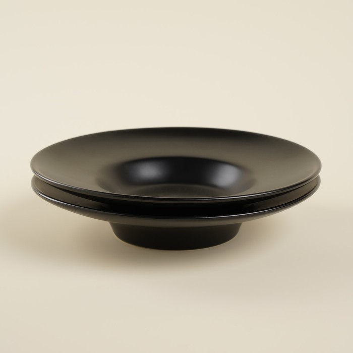 Тарелки для пасты SL Home «Дарк», 160 мл, d=21.8 см, набор 2 шт., фарфор, чёрные - Фото 1