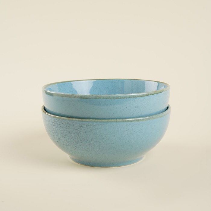 Набор мисок фарфоровых SL Home «Аззура», 1.2 л, d=18.5 см, голубой - Фото 1