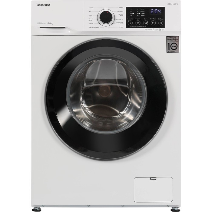Стиральная машина NORDFROST i-DDQ4 6120 W, класс А+++, 1200 об/мин, до 6 кг, бело-чёрная - Фото 1