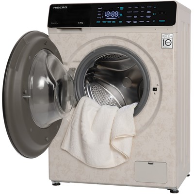 Стиральная машина HIBERG i-DDQ9 - 812 Ym, класс А+++, 1200 об/мин, до 8 кг, бежевая