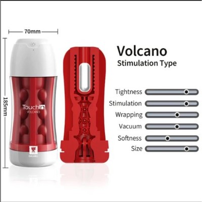 Мастурбатор GALAKU CUP  Volkano, с вибрацией, 20 режимов,  ЗУ USB, красный