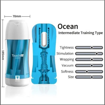Мастурбатор GALAKU CUP  Ocean, с вибрацией, 20 режимов,  ЗУ USB, синий