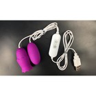 Виброяйца с насадкой для сосков и клитора, 12 режимов, USB, силикон, фиолетовый - Фото 2
