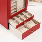 Шкатулка кожзам для украшений "Архивариус с двумя ящичками" бордовая 20х15,5х28 см - фото 23495455