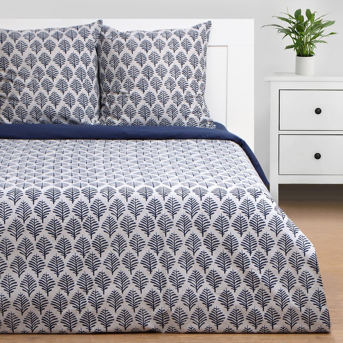 Постельное бельё евро «Этель» Blue ornament, бязь