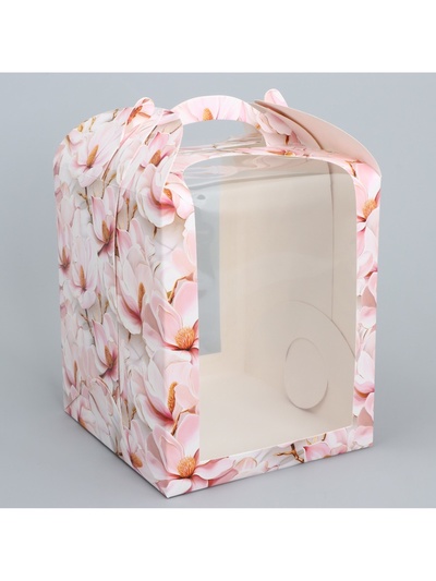 Коробка под торт, кондитерская упаковка, «Сакура», 15×15×18 см