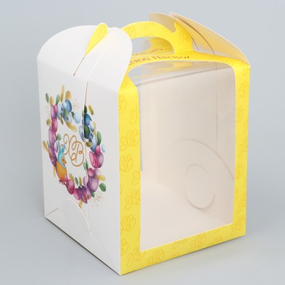 Коробка под торт, кондитерская упаковка, «Пасха», 15×15×18 см