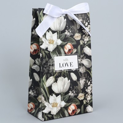 Пакет подарочный с лентой, упаковка, «Люблю тебя очень», 13 х 23 х 7 см