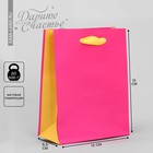 Пакет подарочный двухцветный, упаковка, «Жёлтый-розовый», S 12 х 15 х 5.5 см - фото 320842812
