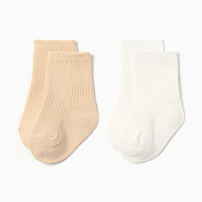 Набор носков детских «Крошка Я» Basic Line, 2 пары, 6-12 мес., молочный, бежевый