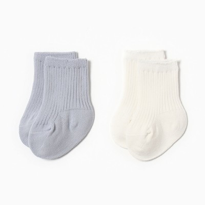 Носки детские Крошка Я Basic Line, 2 пары, 6-12 мес., молочный, серый