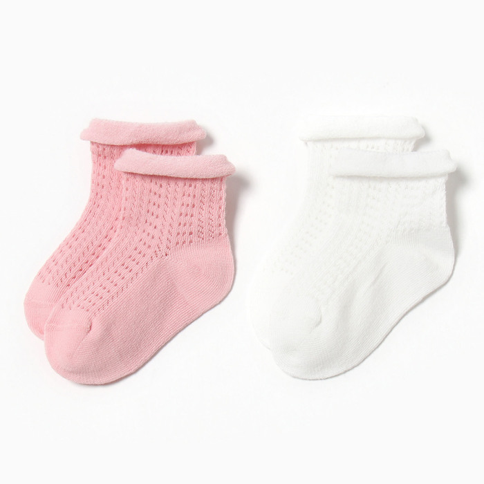 Носки детские Крошка Я Basic Line, 2 пары, 12-24 мес., белый, розовый - Фото 1