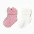 Набор носков Крошка Я Basic Line, 2 пары, 0-6 мес., молочный/розовый - фото 24614117