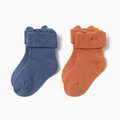 Носки детские Крошка Я Basic Line, 2 пары, 0-6 мес., кирпичный/синий