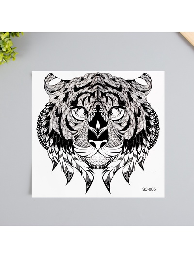 Переводная тату на тело чёрная «Тигр», 38×24 см