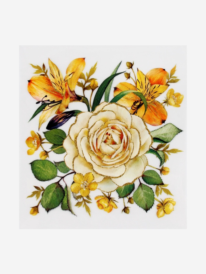 Термонаклейка «Цветочное настроение», с блёстками, 18.3×18.6 см