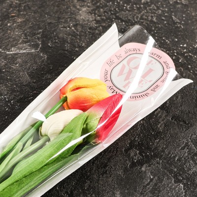 Пакет-конус для цветов, "Цветы", белый, 12,5х4х40 см