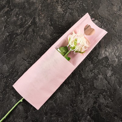 Пакет-конус для цветов, "Люблю", розовый, 14х40 см