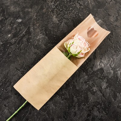 Пакет-конус для цветов, "Люблю", крафт, 14х40 см