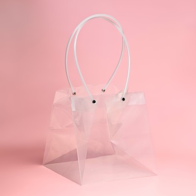 Пакет подарочный с квадратным дном, прозрачный, 20×20×20 см