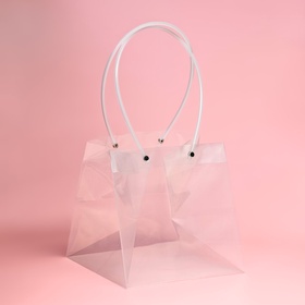 Пакет подарочный с квадратным дном, прозрачный, 20×20×20 см