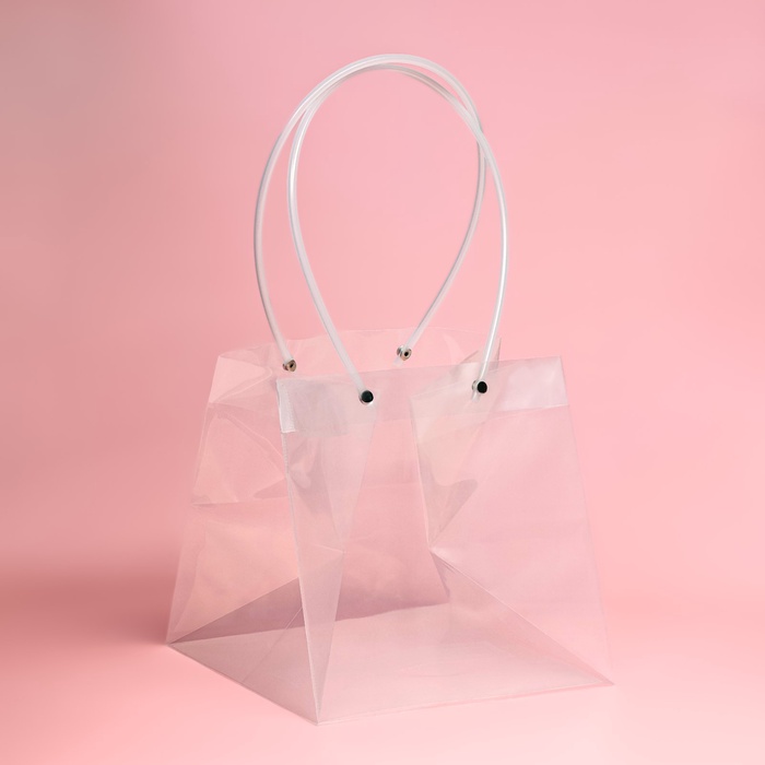 Пакет подарочный с квадратным дном, прозрачный, 20×20×20 см - Фото 1