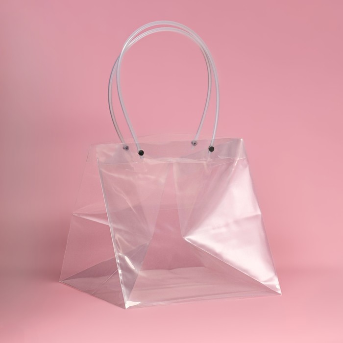 Пакет подарочный с квадратным дном, прозрачный, 25×25×25 см - Фото 1