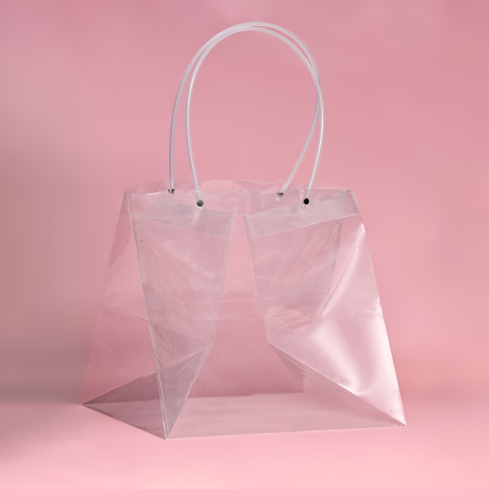 Пакет подарочный с квадратным дном, прозрачный, 31×30×31 см - Фото 1