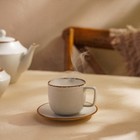 Чайная пара фарфоровая SL Home «Волна в камне», 2 предмета: чашка 200 мл, блюдце d=12.5 см, цвет белый - Фото 6