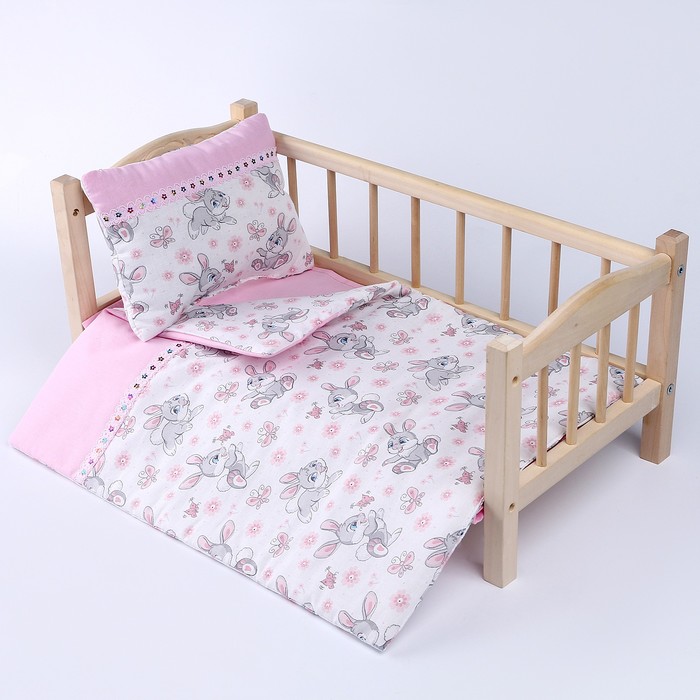 Кукольное постельное «Зайчата», х/б: простынь, одеяло 46 × 36 см, подушка 23 × 18 см - Фото 1