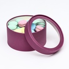 Подарочная коробка круглая, сливовая, завальцованная с окном, 21×11 см - Фото 4