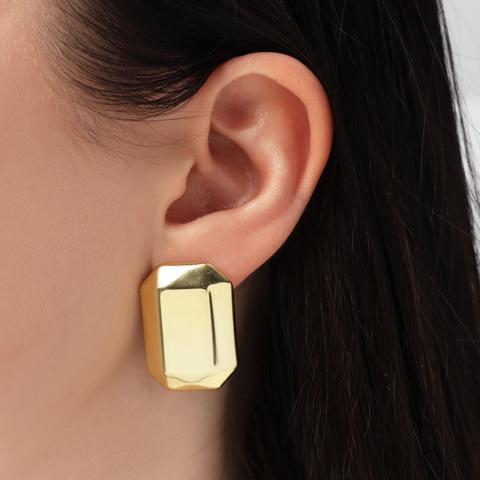 УЦЕНКА Серьги металл «Прямоугольник» с гранями, цвет золото
