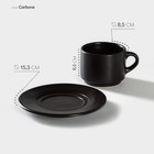 Чайная пара Carbone: чашка 200 мл, h=6,5 см, блюдце d=15,3 см, цвет чёрный - Фото 1