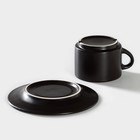 Чайная пара Carbone: чашка 200 мл, h=6,5 см, блюдце d=15,3 см, цвет чёрный - Фото 3