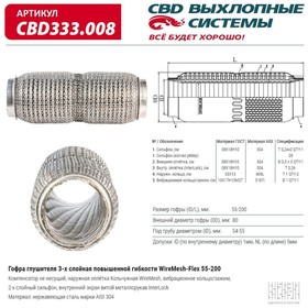 Гофра глушителя повышенной гибкости WireMesh-Flex 55-200 10269069