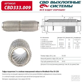 Гофра глушителя повышенной гибкости WireMesh-Flex 55-250