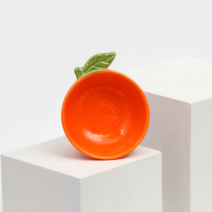 Тарелка керамическая "Апельсин", глубокая, оранжевая, 14 см, 1 сорт, Иран - Фото 1