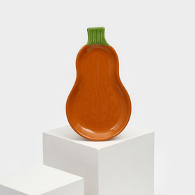 Тарелка керамическая "Тыква", плоская, темно-оранжевая, 25 см, 1 сорт, Иран