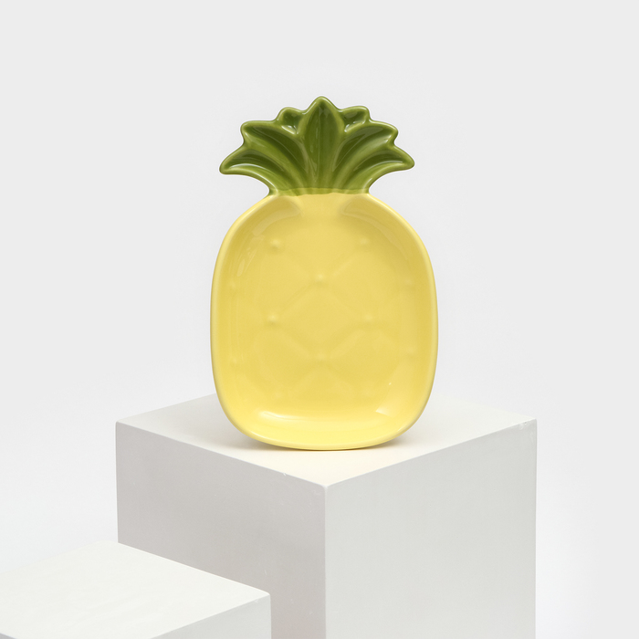 Тарелка керамическая "Ананас", плоская, желтая, 22 см, 1 сорт, Иран - фото 1907980018