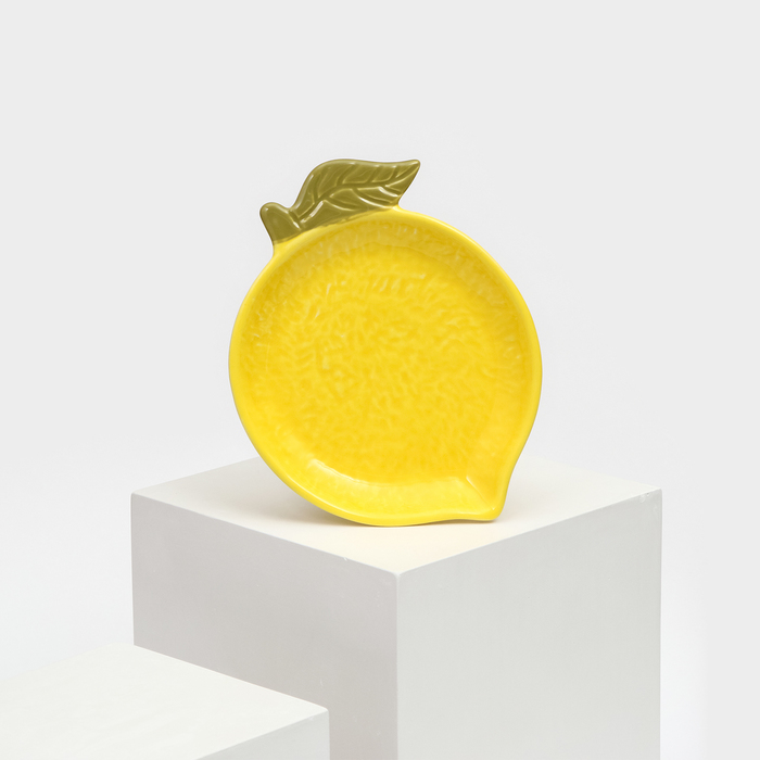 Тарелка керамическая "Лимон", плоская, желтая, 19 см, 1 сорт, Иран - Фото 1