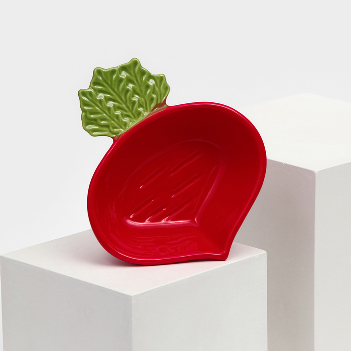 Тарелка керамическая "Редис", глубокая, красная, 16 см, 1 сорт, Иран - Фото 1