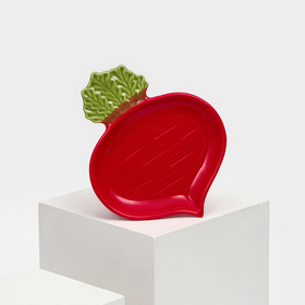 Тарелка керамическая "Редиска", плоская, красная, 20 см, 1 сорт, Иран