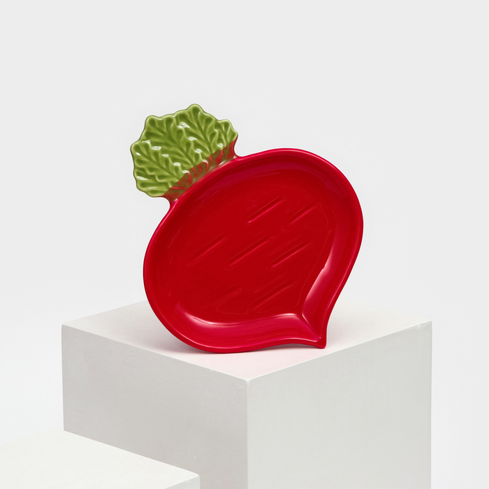 Тарелка керамическая "Редиска", плоская, красная, 21 см, Иран