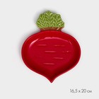 Тарелка керамическая "Редиска", плоская, красная, 20 см, 1 сорт, Иран - фото 9967041