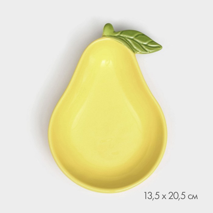 Тарелка керамическая "Груша", глубокая, желтая, 20,5 см, 1 сорт, Иран - фото 1909444787