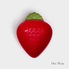 Тарелка керамическая "Клубника", глубокая, красная, 18 см, 1 сорт, Иран - Фото 2