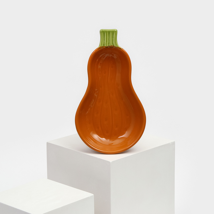 Тарелка керамическая &quot;Тыква&quot;, глубокая, темно-оранжевая, 25,5 см, 1 сорт, Иран