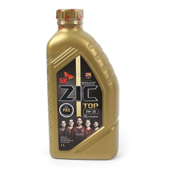 Масло моторное ZIC TOP 0W-20, API SN Plus ACEA C5 VW, синтетическое, 1 л - Фото 1
