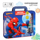Цветные карандаши, 12 цветов, трехгранные, Человек-паук - фото 66997941